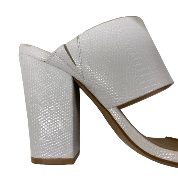 EXPRESS White Reptile Textured Block Heel Mules - Picture 6 of 12